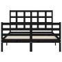 Bed frame with black solid wood headboard 140x190 cm by vidaXL, Beds and slatted bases - Ref: Foro24-3193970, Price: 167,99 €...