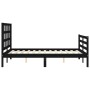 Bed frame with black solid wood headboard 140x190 cm by vidaXL, Beds and slatted bases - Ref: Foro24-3193970, Price: 167,99 €...