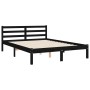 Bed frame with black solid wood headboard 140x190 cm by vidaXL, Beds and slatted bases - Ref: Foro24-3193970, Price: 167,99 €...