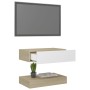 TV-Schrank mit LED-Leuchten in Weiß und Sonoma-Eiche 60x35 cm von vidaXL, TV-Möbel - Ref: Foro24-804275, Preis: 47,98 €, Raba...