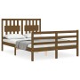 Honey brown solid wood bed frame and headboard 120x200 cm by vidaXL, Beds and slatted bases - Ref: Foro24-3194309, Price: 138...