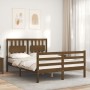 Honey brown solid wood bed frame and headboard 120x200 cm by vidaXL, Beds and slatted bases - Ref: Foro24-3194309, Price: 138...