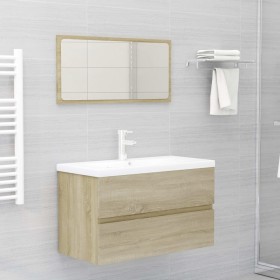 Set de muebles de baño 2 pzas contrachapada roble Sonoma de vidaXL, Muebles de baño - Ref: Foro24-804884, Precio: 102,96 €, D...