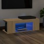 Mueble de TV con luces LED roble Sonoma 90x39x30 cm de vidaXL, Muebles TV - Ref: Foro24-804241, Precio: 48,59 €, Descuento: %