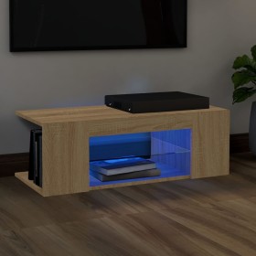 Mueble de TV con luces LED roble Sonoma 90x39x30 cm de vidaXL, Muebles TV - Ref: Foro24-804241, Precio: 48,09 €, Descuento: %