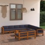 10-piece garden furniture set with dark gray acacia wood cushions by vidaXL, Garden sets - Ref: Foro24-3057964, Price: 1,00 €...