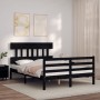 Double bed frame with black solid wood headboard by vidaXL, Beds and slatted bases - Ref: Foro24-3195130, Price: 135,99 €, Di...