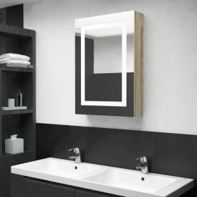 Armario de baño con espejo y LED color roble 50x13x70 cm de vidaXL, Tocadores de baño - Ref: Foro24-326492, Precio: 125,99 €,...