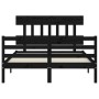 Double bed frame with black solid wood headboard by vidaXL, Beds and slatted bases - Ref: Foro24-3195130, Price: 135,99 €, Di...