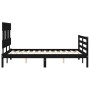 Double bed frame with black solid wood headboard by vidaXL, Beds and slatted bases - Ref: Foro24-3195130, Price: 135,99 €, Di...