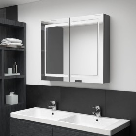 Armario de baño con espejo y LED gris 80x12x68 cm de vidaXL, Tocadores de baño - Ref: Foro24-326513, Precio: 162,71 €, Descue...