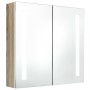 Bathroom cabinet with mirror and LED white and oak 62x14x60 cm by vidaXL, bathroom vanities - Ref: Foro24-326523, Price: 118,...