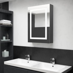 Armario de baño con espejo LED gris brillante 50x13x70 cm de vidaXL, Tocadores de baño - Ref: Foro24-326491, Precio: 126,99 €...