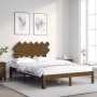 Estructura de cama matrimonio con cabecero madera marrón miel de vidaXL, Camas y somieres - Ref: Foro24-3193699, Precio: 169,...