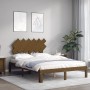 Estructura de cama matrimonio con cabecero madera marrón miel de vidaXL, Camas y somieres - Ref: Foro24-3193699, Precio: 169,...