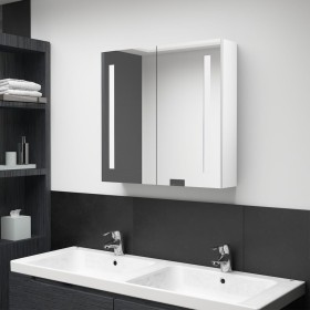 Armario de baño con espejo LED blanco brillante 62x14x60 cm de vidaXL, Tocadores de baño - Ref: Foro24-326524, Precio: 128,99...