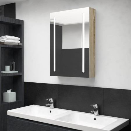 Armario de baño con espejo y LED color roble 50x13x70 cm de vidaXL, Tocadores de baño - Ref: Foro24-326499, Precio: 123,98 €,...