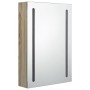 Armario de baño con espejo y LED color roble 50x13x70 cm de vidaXL, Tocadores de baño - Ref: Foro24-326499, Precio: 123,99 €,...