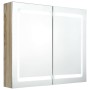 Armario de baño con espejo y LED color roble 80x12x68 cm de vidaXL, Tocadores de baño - Ref: Foro24-326515, Precio: 180,99 €,...