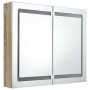 Armario de baño con espejo y LED color roble 80x12x68 cm de vidaXL, Tocadores de baño - Ref: Foro24-326515, Precio: 180,99 €,...