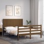 Estructura cama y cabecero madera maciza marrón miel 120x200 cm de vidaXL, Camas y somieres - Ref: Foro24-3194504, Precio: 14...