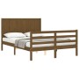 Honey brown solid wood bed frame and headboard 120x200 cm by vidaXL, Beds and slatted bases - Ref: Foro24-3194504, Price: 142...