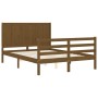 Estructura cama y cabecero madera maciza marrón miel 120x200 cm de vidaXL, Camas y somieres - Ref: Foro24-3194504, Precio: 14...