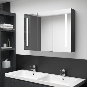 Armario de baño con espejo LED negro brillante 89x14x62 cm de vidaXL, Tocadores de baño - Ref: Foro24-326526, Precio: 154,15 ...