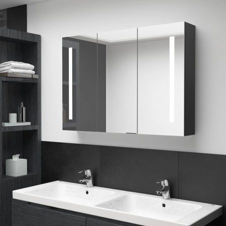 Armario de baño con espejo LED negro brillante 89x14x62 cm de vidaXL, Tocadores de baño - Ref: Foro24-326526, Precio: 154,73 ...