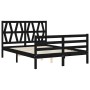 Bed frame with black solid wood headboard 140x190 cm by vidaXL, Beds and slatted bases - Ref: Foro24-3194360, Price: 161,03 €...