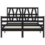 Bed frame with black solid wood headboard 140x190 cm by vidaXL, Beds and slatted bases - Ref: Foro24-3194360, Price: 161,03 €...