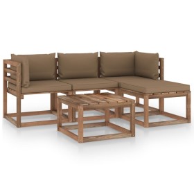 Muebles de jardín 5 piezas con cojines gris taupe de vidaXL, Conjuntos de jardín - Ref: Foro24-3067364, Precio: 301,99 €, Des...