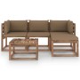 Garden furniture 5 pieces with taupe gray cushions by vidaXL, Garden sets - Ref: Foro24-3067364, Price: 301,13 €, Discount: %