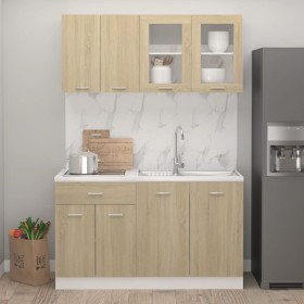 Kitchen furniture set 4 pieces engineered oak wood by vidaXL, Kitchen cabinets - Ref: Foro24-3067658, Price: 264,99 €, Discou...