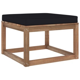 Garden stool footrest with black cushion by vidaXL, Modular outdoor sofas - Ref: Foro24-3067267, Price: 66,99 €, Discount: %