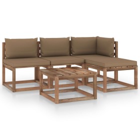 5-piece pallet garden set with impregnated pine wood cushions by vidaXL, Garden sets - Ref: Foro24-3067352, Price: 284,04 €, ...