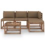 5-piece pallet garden set with impregnated pine wood cushions by vidaXL, Garden sets - Ref: Foro24-3067352, Price: 284,99 €, ...