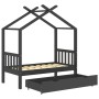 Estructura de cama infantil y cajón madera pino gris 70x140cm de vidaXL, Cunas y camas para niños - Ref: Foro24-322151, Preci...