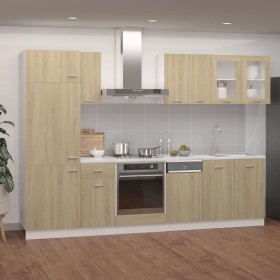 Sonoma oak chipboard 8-piece kitchen furniture set by vidaXL, Kitchen cabinets - Ref: Foro24-3067642, Price: 623,99 €, Discou...