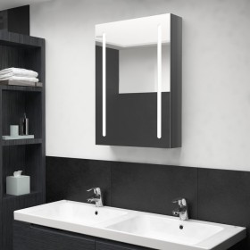 Armario de baño con espejo LED gris brillante 50x13x70 cm de vidaXL, Tocadores de baño - Ref: Foro24-326498, Precio: 110,99 €...