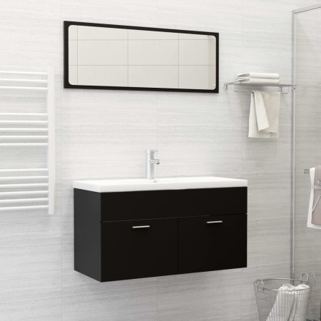 Juego de muebles de baño 2 pzas madera contrachapada negro de vidaXL, Muebles de baño - Ref: Foro24-804801, Precio: 89,70 €, ...