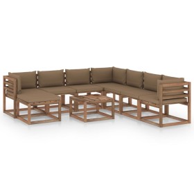 9-piece garden furniture set with taupe gray cushions by vidaXL, Garden sets - Ref: Foro24-3067556, Price: 611,99 €, Discount: %