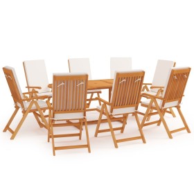 9-piece garden dining room with solid teak wood cushions by vidaXL, Garden sets - Ref: Foro24-3059558, Price: 1,00 €, Discoun...