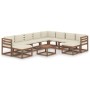 Juego de muebles de jardín 11 piezas con cojines crema de vidaXL, Conjuntos de jardín - Ref: Foro24-3067574, Precio: 761,51 €...