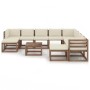 Juego de muebles de jardín 11 piezas con cojines crema de vidaXL, Conjuntos de jardín - Ref: Foro24-3067574, Precio: 761,51 €...