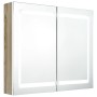 Armario de baño con espejo LED blanco y roble 80x12x68 cm de vidaXL, Tocadores de baño - Ref: Foro24-326516, Precio: 186,50 €...