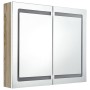 Armario de baño con espejo LED blanco y roble 80x12x68 cm de vidaXL, Tocadores de baño - Ref: Foro24-326516, Precio: 186,50 €...