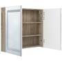 Armario de baño con espejo LED blanco y roble 80x12x68 cm de vidaXL, Tocadores de baño - Ref: Foro24-326516, Precio: 186,50 €...