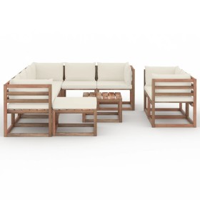 Juego de muebles de jardín 10 piezas con cojines crema de vidaXL, Conjuntos de jardín - Ref: Foro24-3067562, Precio: 705,99 €...