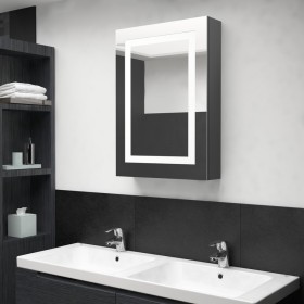 Armario de baño con espejo y LED gris 50x13x70 cm de vidaXL, Tocadores de baño - Ref: Foro24-326490, Precio: 124,15 €, Descue...